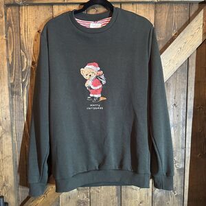 Denim & Flower Men Ricky Singh Merry Christmas Bear Long Sleeve Sweatshirt Large